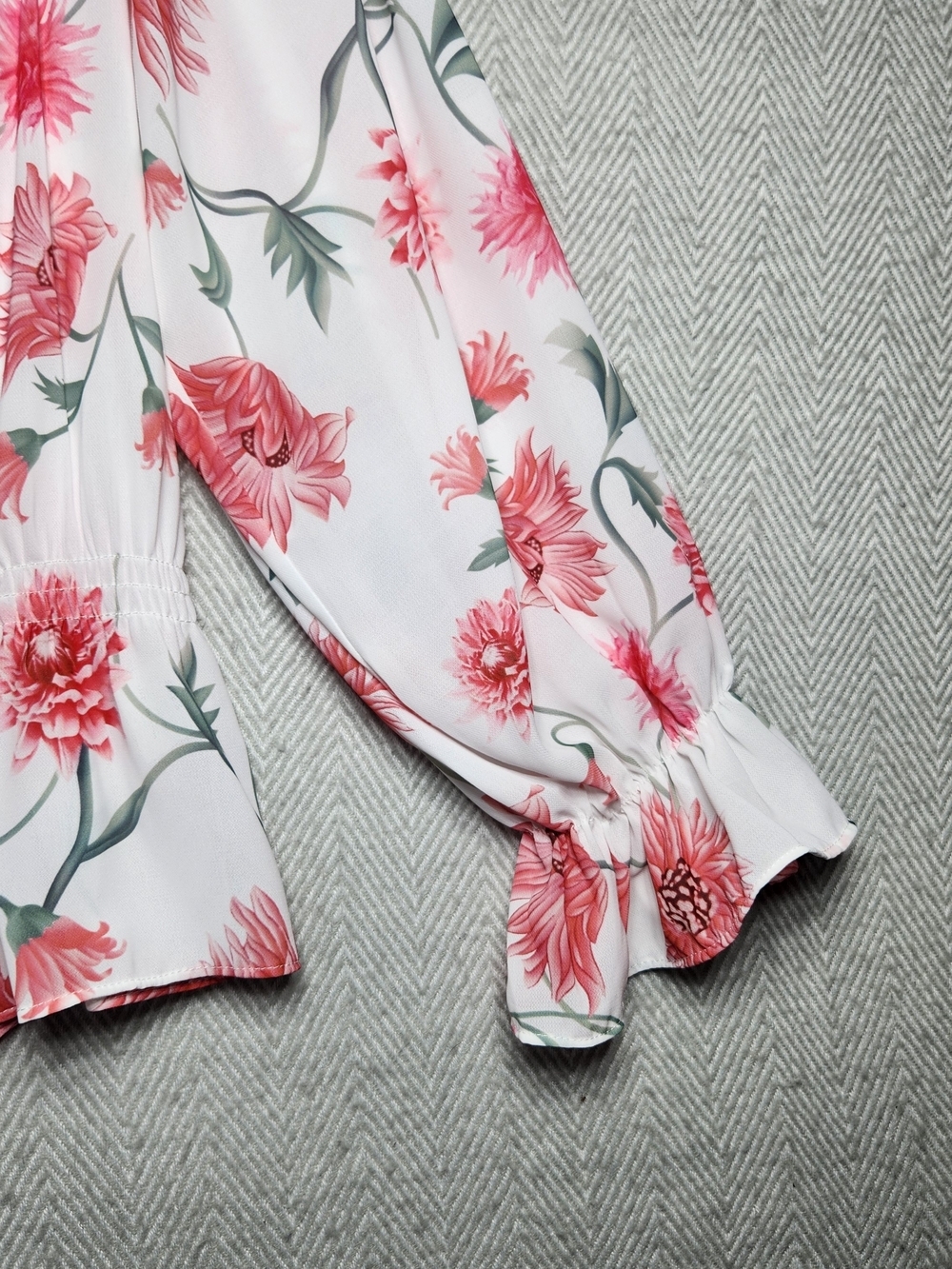 Floral Off-Shoulder Peasant Blouse white Pink Floral Womens Size S - Picture 8 of 9